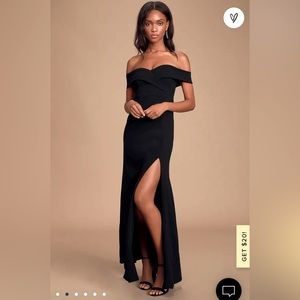 Song of Love Black Off-the-Shoulder Maxi Dress Lulu’s Medium